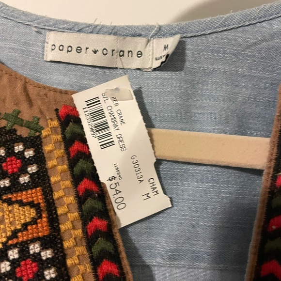 Paper Crane Dresses Nwt Paper Crane Embroidered Denim Dress Poshmark